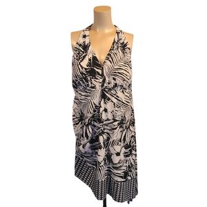 NWT Swim 365 One Piece Black And White Tropical Palm Swim Dress Size 20
